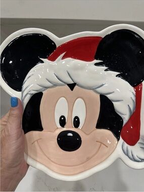 Christmas Disney Mickey Mouse Santa Christmas Cookie Ceramic Plate